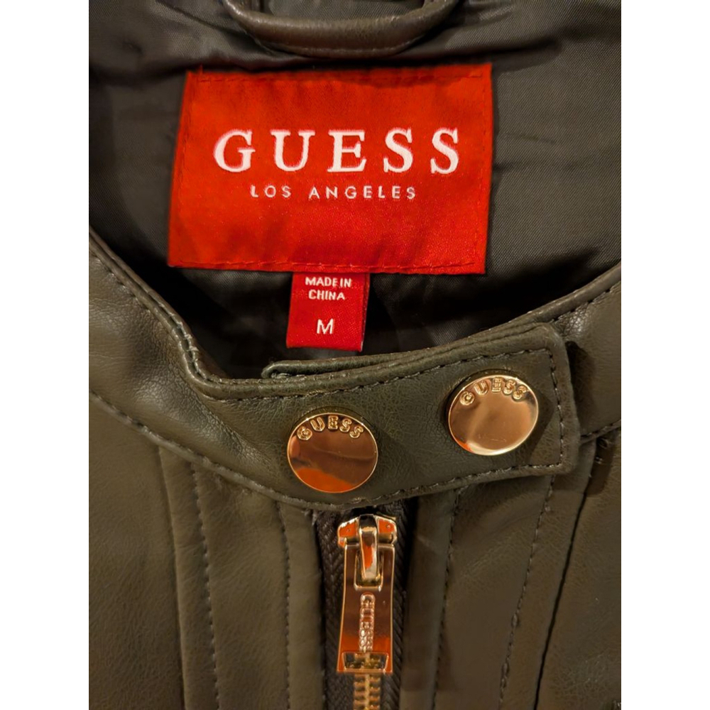 Women's Guess Faux Leather Jacket Green Size M - Picture 8 of 15